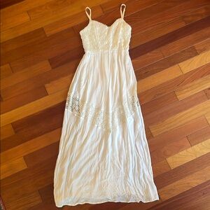 Maurices white maxi dress size small lace